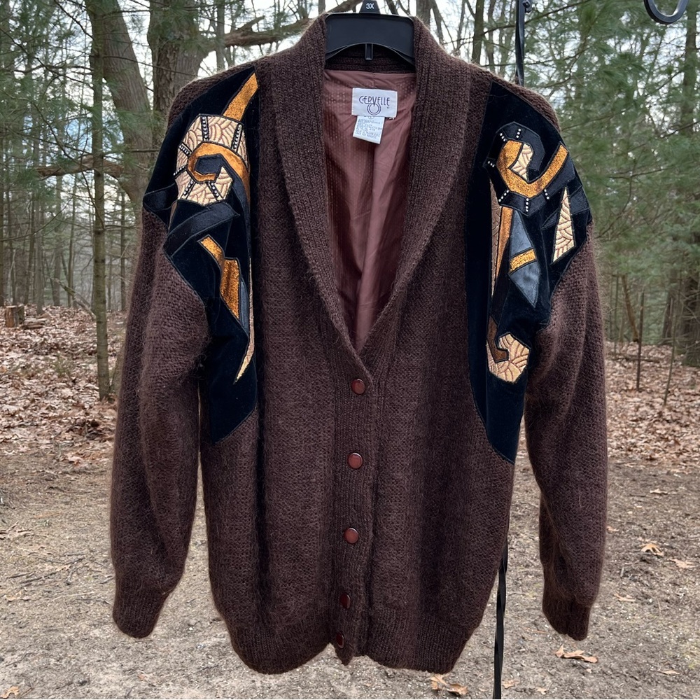 80s Mohair Patchwork Cardigan - image 1
